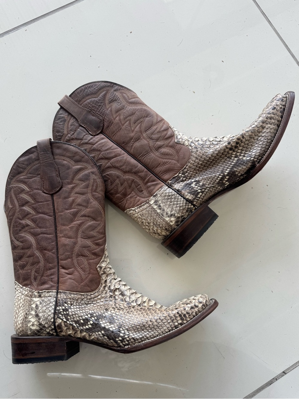 🆕 Circle G Western Snake Skin Leather Cowboy Boots Square Toe